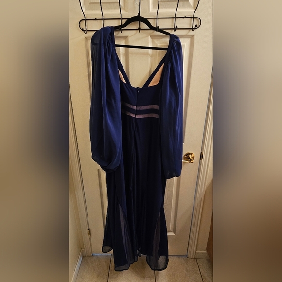 Royal Blue Plus Size S 20 Long Sleeves Long Prom Evening Dress Mother Bride - Picture 5 of 10